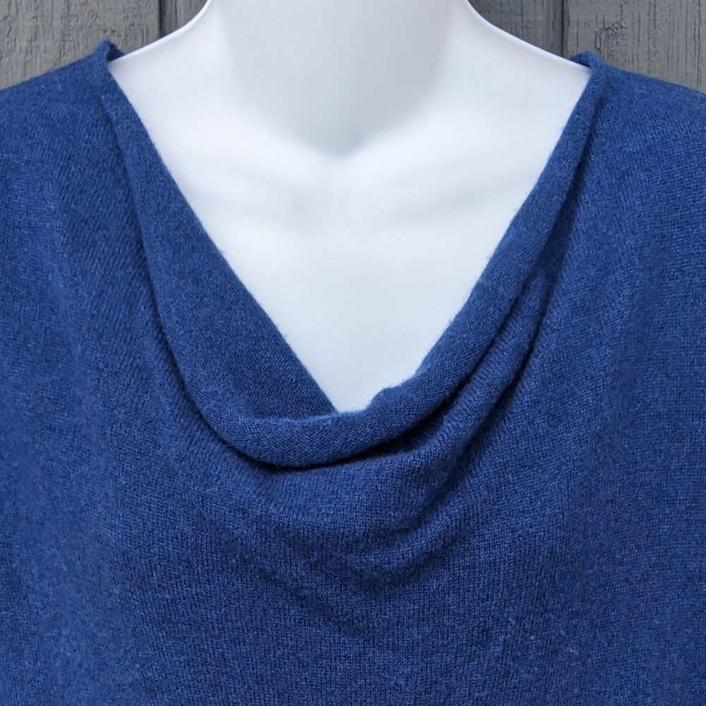 Royal blue cashmere drape neck sweater